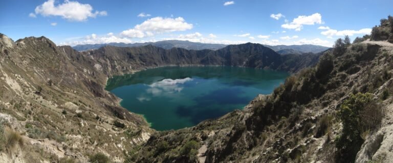 Panoramic view of Quilotoa crater lake